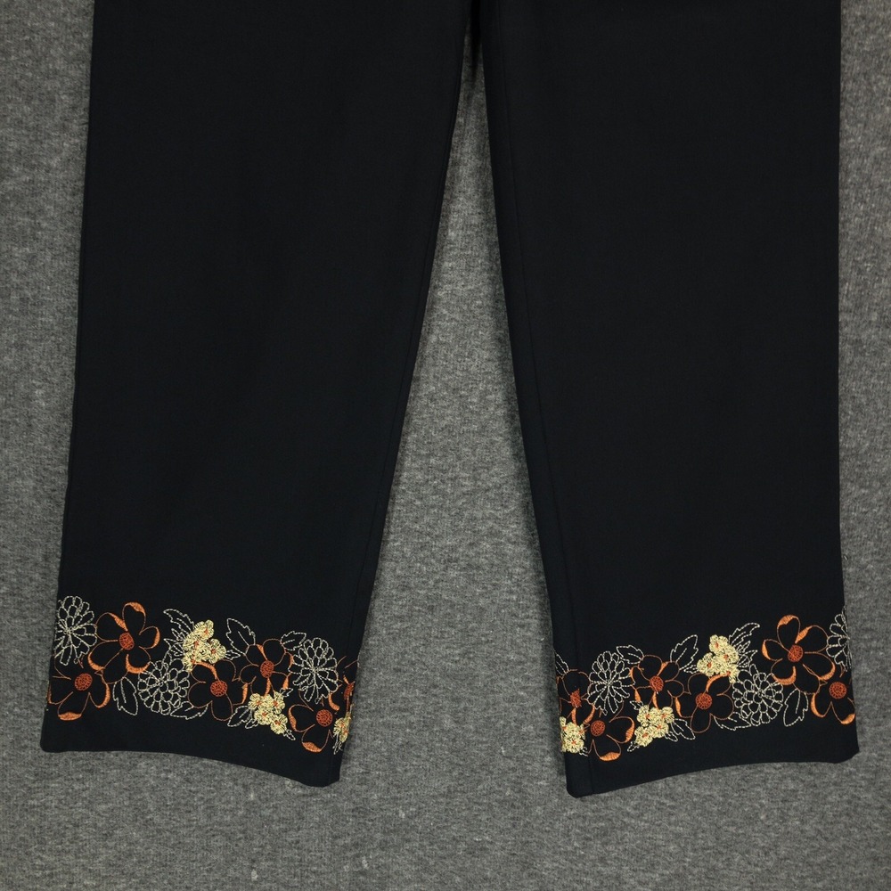 Vintage Geoffrey Beene Sport Cropped Pants Floral Embroidered Woman's 4 Stretch - Picture 4 of 12